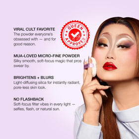 KimChiChic powder used under-eye to set concealer and minimize creasing benefit