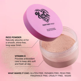 KimChiChic powder size comparison next to foundation for scale