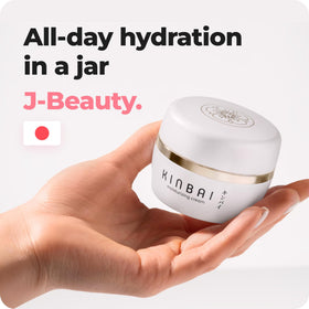 Kinbai being gently applied to cheek demonstrating hydration and smooth finish