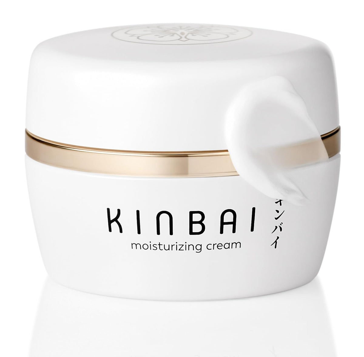 Kinbai jar front view showing clean Japanese packaging and moisturizing benefits