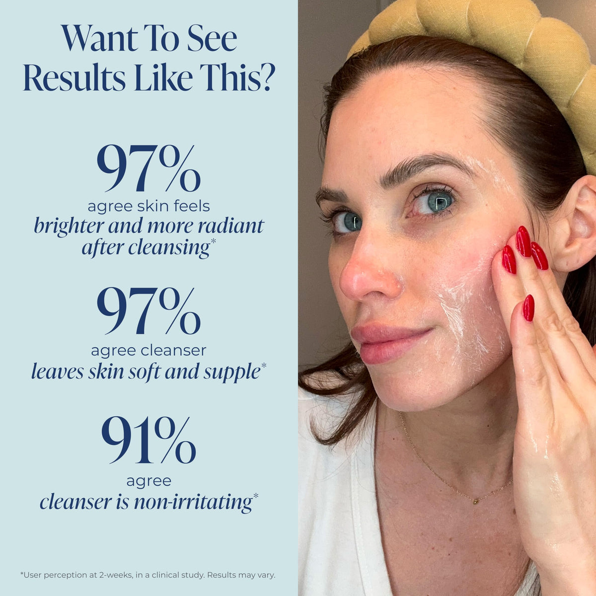Kind Science applying cleanser to face demonstrating gentle massage