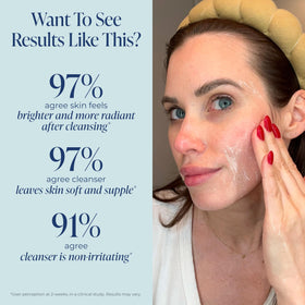 Kind Science applying cleanser to face demonstrating gentle massage