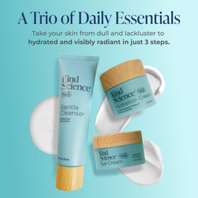Kind Science gentle cleanser pump close-up emphasizing creamy texture that removes makeup gently