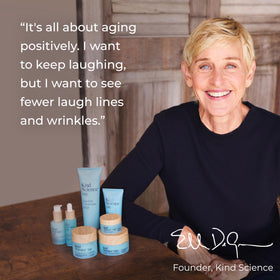 Kind Science set on bathroom shelf in lifestyle scene for routine inspiration