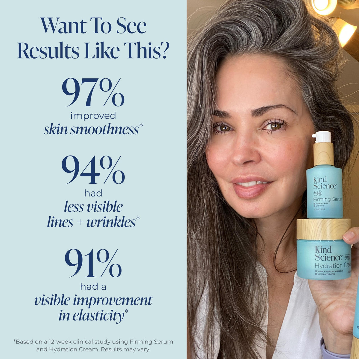 Kind Science firming serum dropper focusing on precise application benefit