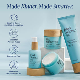 Kind Science products next to common items to show size and travel ease