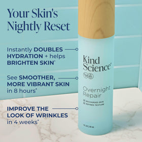 Kind Science cream texture close-up highlighting rich moisturizing finish