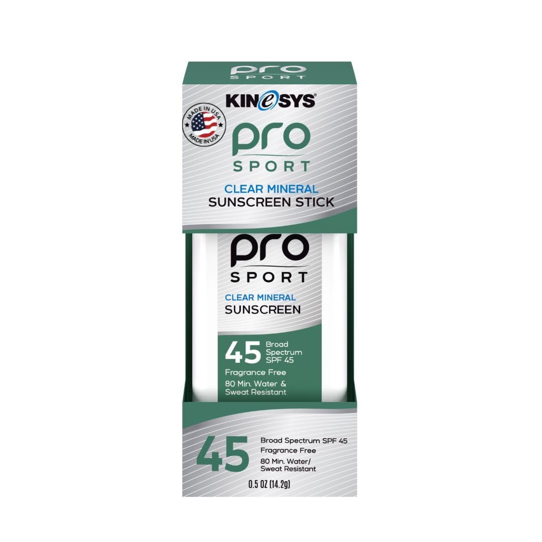 KINeSYS sunscreen stick front packaging showing compact travel benefit