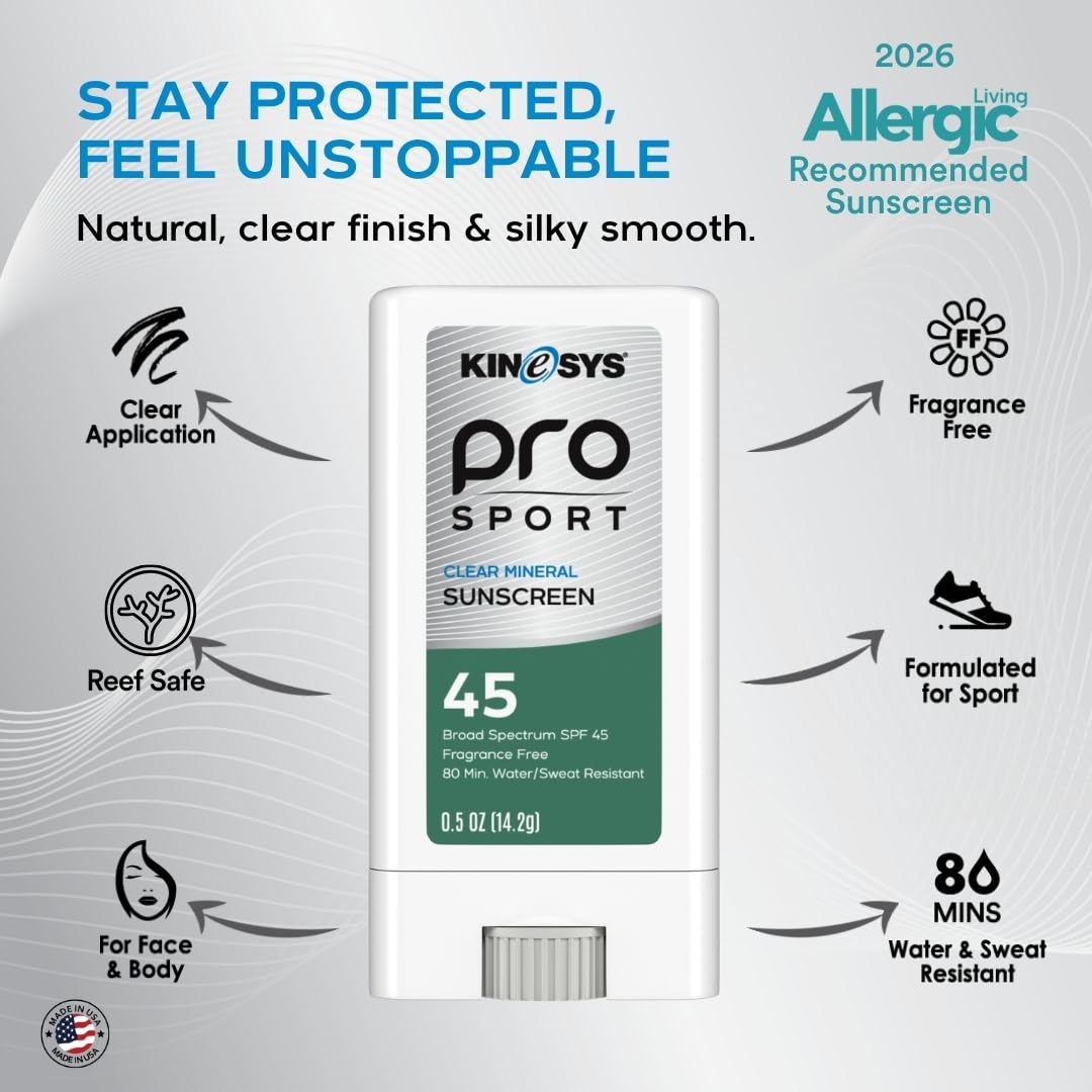 KINeSYS sunscreen stick texture closeup illustrating clear, smooth glide