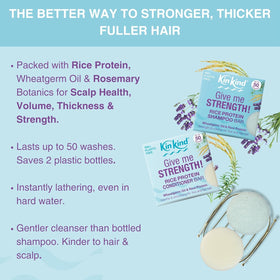 KinKind shampoo bar close-up texture showing rice-protein formula for added volume