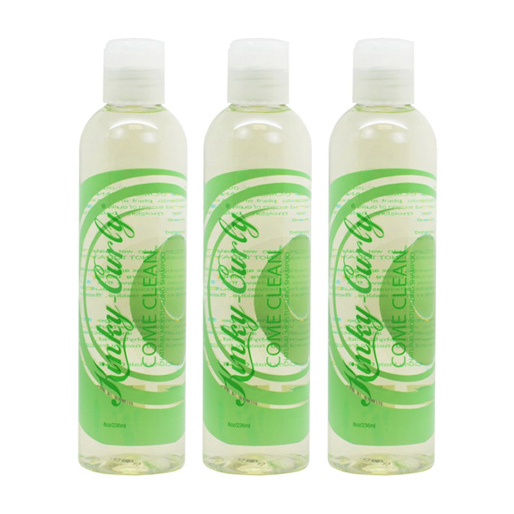 Kinky Curly pack front showing three 8oz bottles and moisturizing benefit