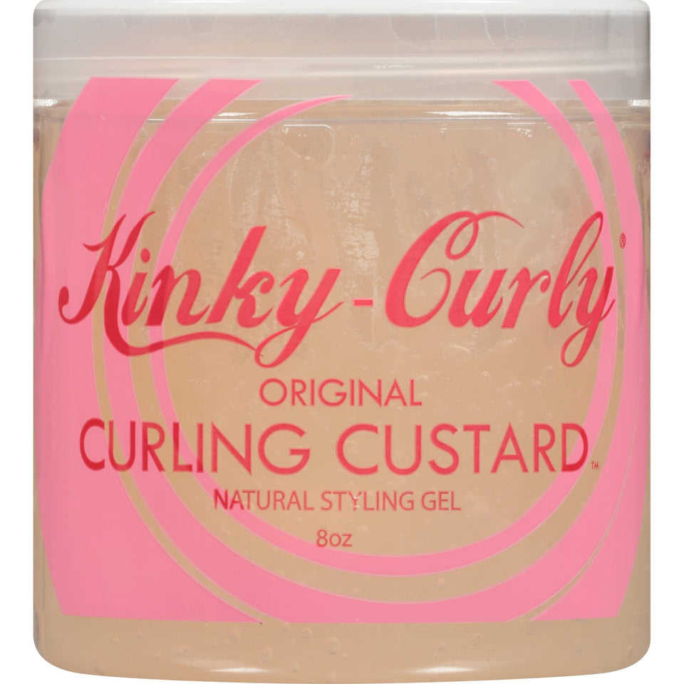 Kinky Curly front jar view showing label and 8oz size for clear identification and benefit