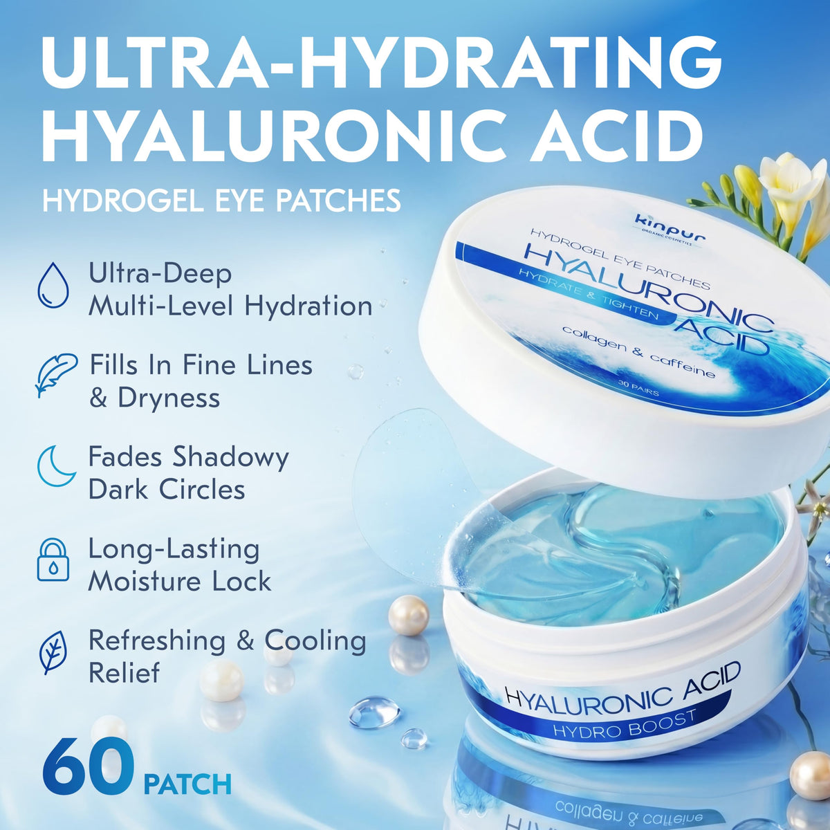KINPUR close-up hydrogel texture highlighting cooling, hydrating feel
