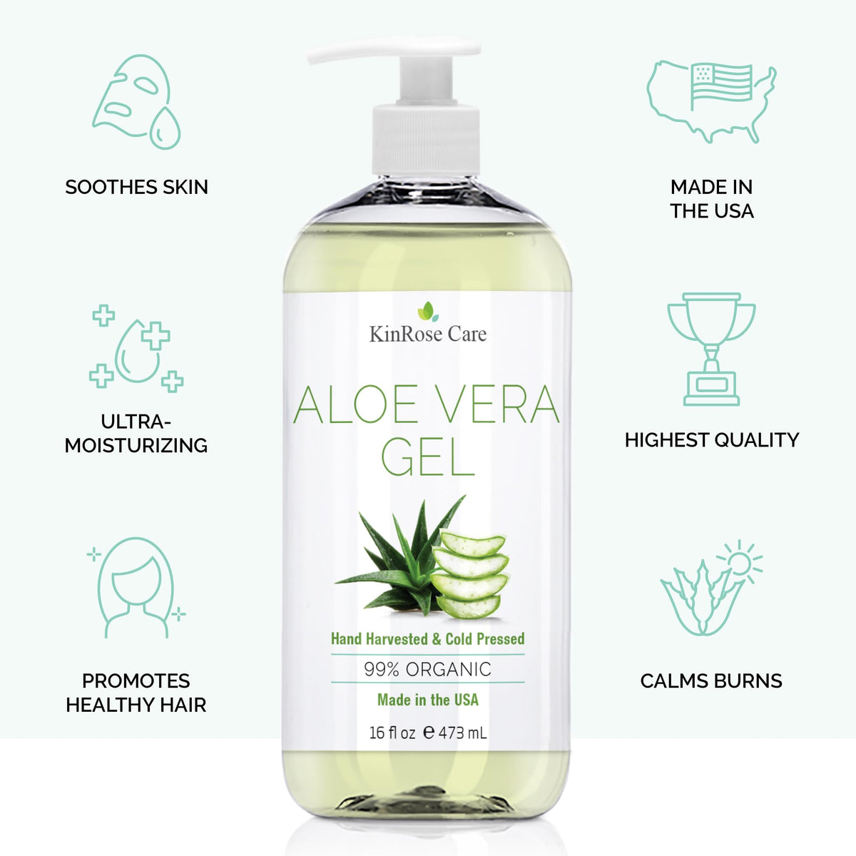 KinRose Care close-up texture of clear aloe gel highlighting smooth hydration