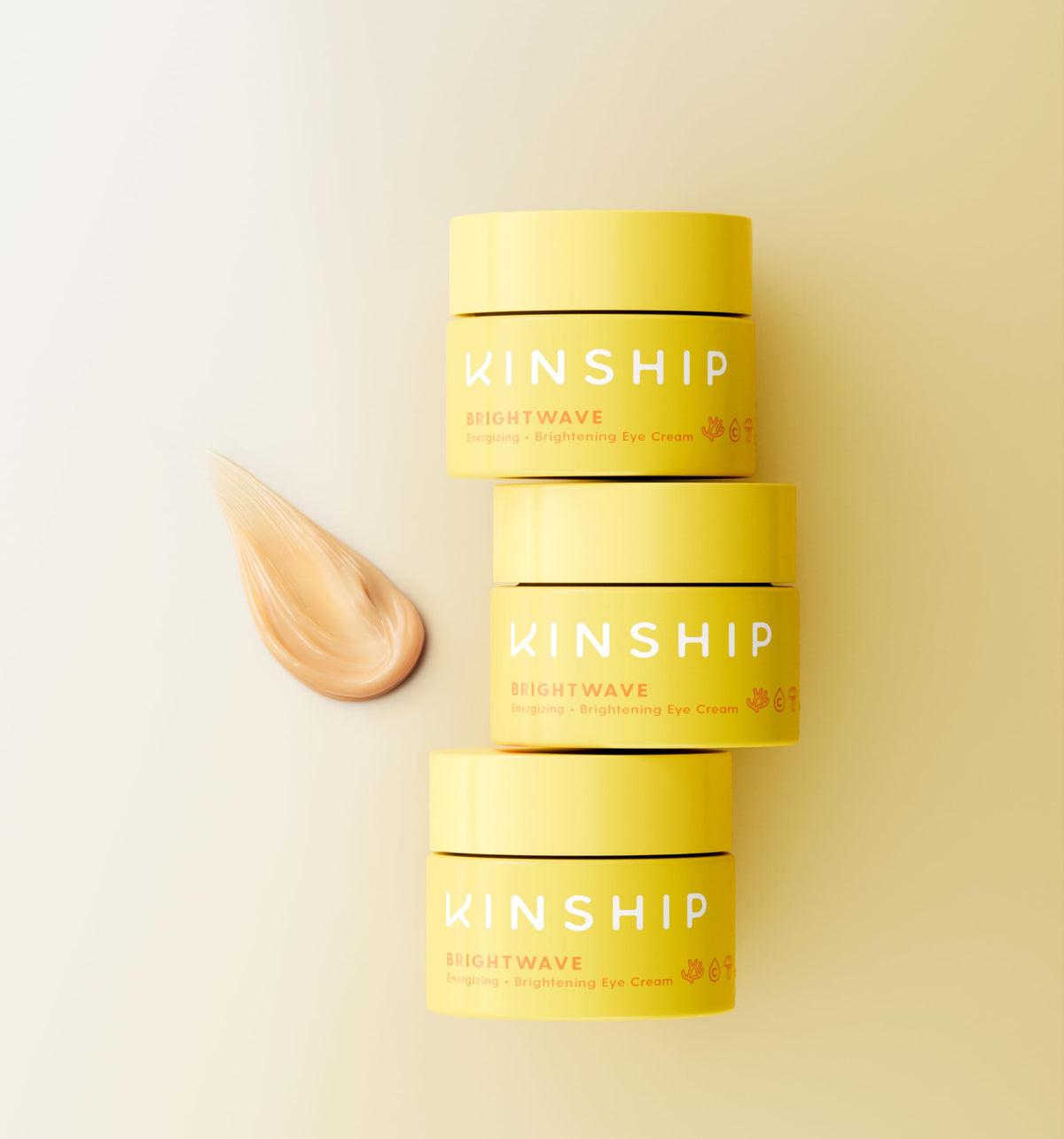 Kinship Brightwave ingredients label closeup showing vitamin C ester benefits