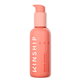 Kinship front packaging showing cleanser bottle and label benefits