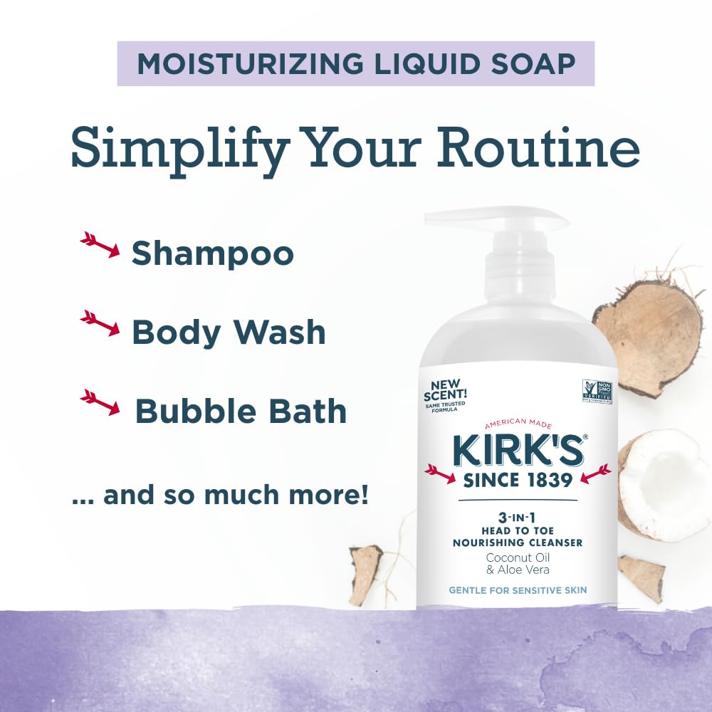 Kirk's foam texture close-up demonstrating rich coconut-based lather