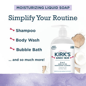Kirk's foam texture close-up demonstrating rich coconut-based lather