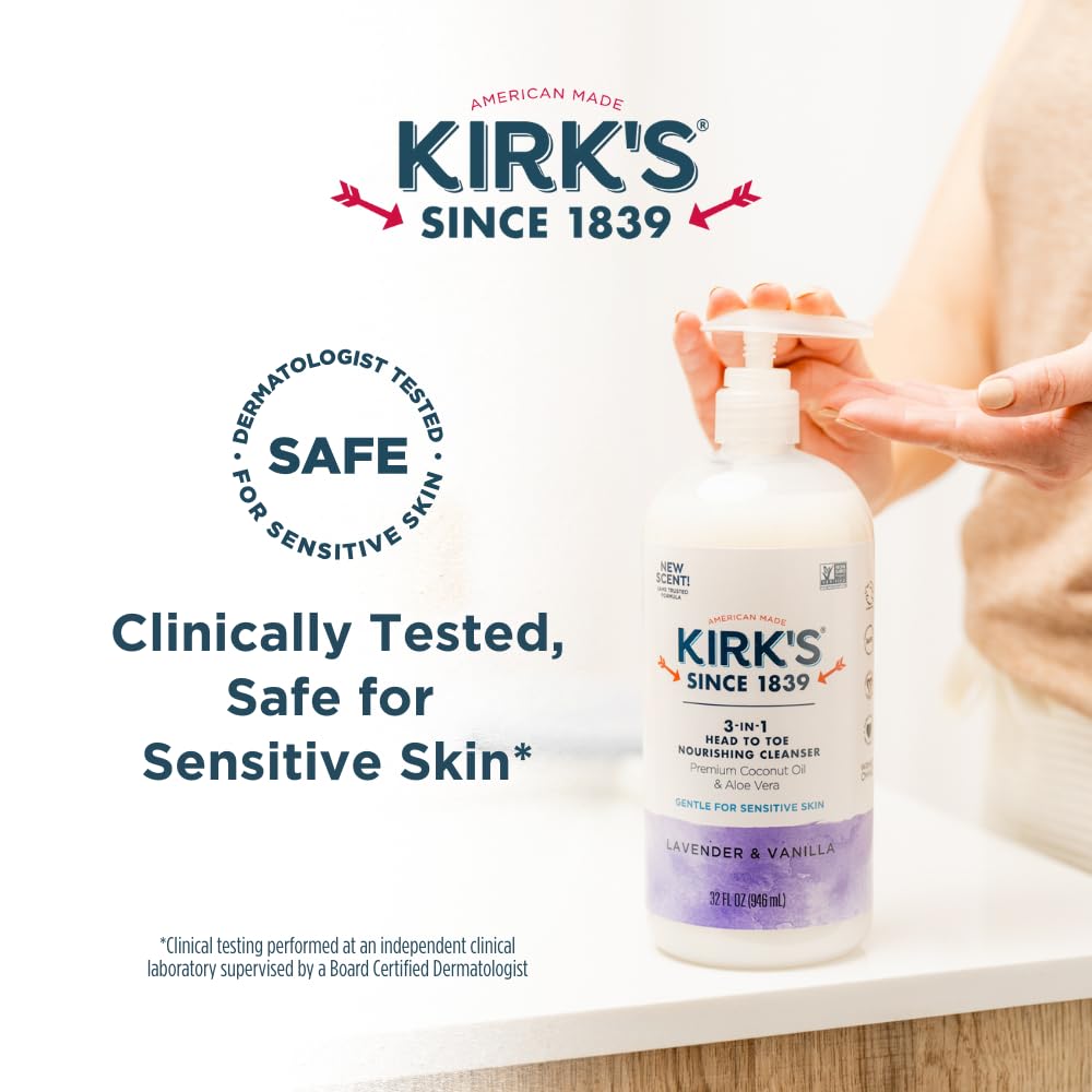 Kirk's kids bath creating bubbles for safe, soothing bath time