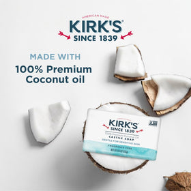 Kirk's bar producing creamy lather on skin to show gentle cleansing action