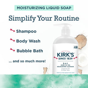 Kirk's creamy lather texture closeup showing moisturizing foam benefit