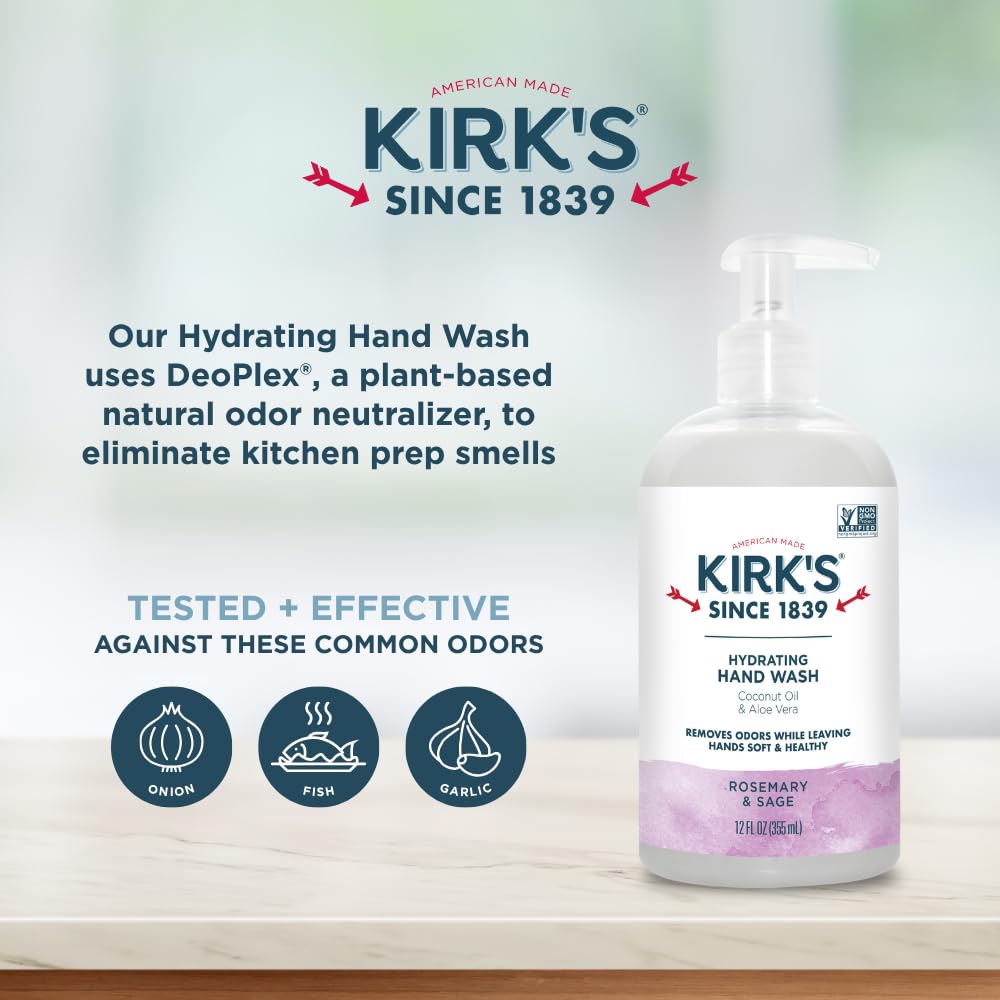 Kirk's pouring hand wash into palm to show controlled pump and cleansing benefit