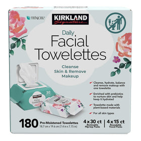 Kirkland Signature 180-count tub shown on table for size and scale, ideal for families