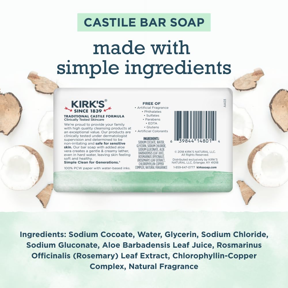 Kirk's close-up of soap texture highlighting gentle coconut oil hydration