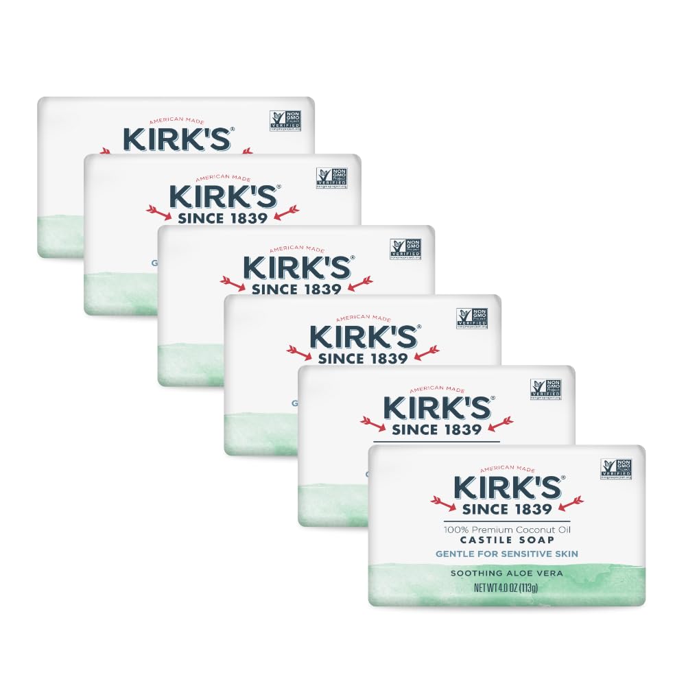 Kirk's front packaging showing aloe vera bars and clean branding benefit