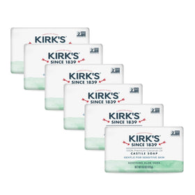 Kirk's front packaging showing aloe vera bars and clean branding benefit