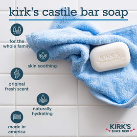 Kirk's close-up of soap texture and lather demonstrating creamy foam and cleansing performance