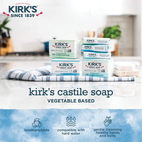 Kirk's bar in hand creating lather, illustrating easy grip and efficient cleansing during use