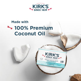 Kirk's close-up of bar texture highlighting firm coconut-based lather benefit