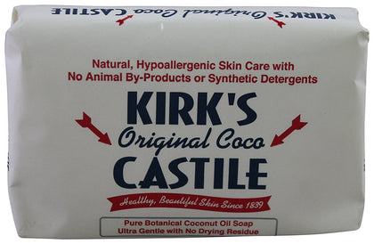 Kirk's front packaging showing pack of twelve 4-ounce bars, clear brand and value