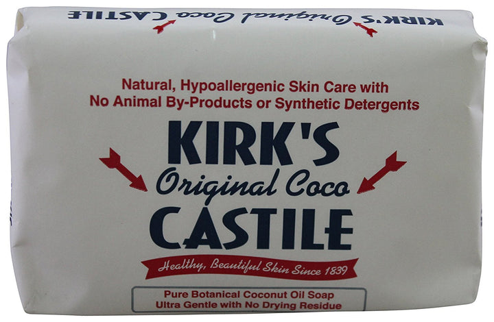 Kirk's front packaging showing pack of twelve 4-ounce bars, clear brand and value