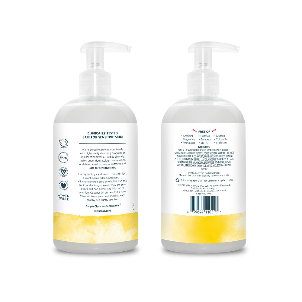 Kirk's pump and label close-up highlighting ingredient clarity and ease