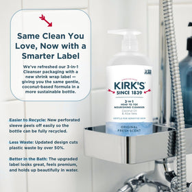 Kirk's family using product in bathroom for gentle everyday cleansing