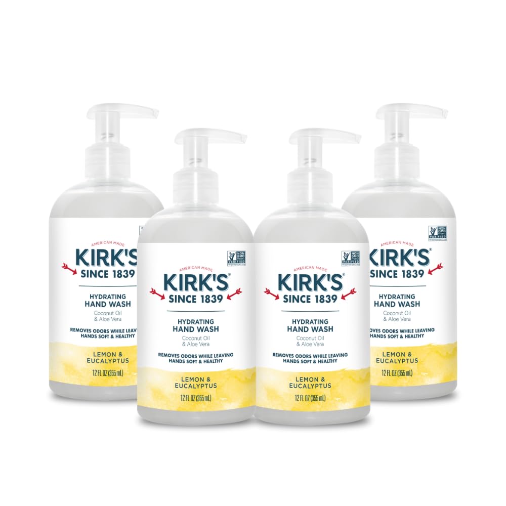 Kirk's front packaging showing lemon and eucalyptus scent and benefits