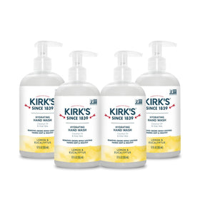 Kirk's front packaging showing lemon and eucalyptus scent and benefits