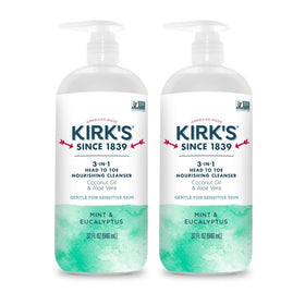 Kirk's front packaging showing mint eucalyptus scent and clear benefit