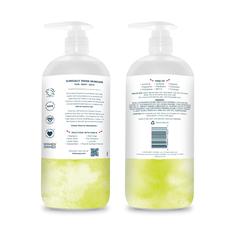 Kirk's close-up label highlighting ingredient transparency and benefits