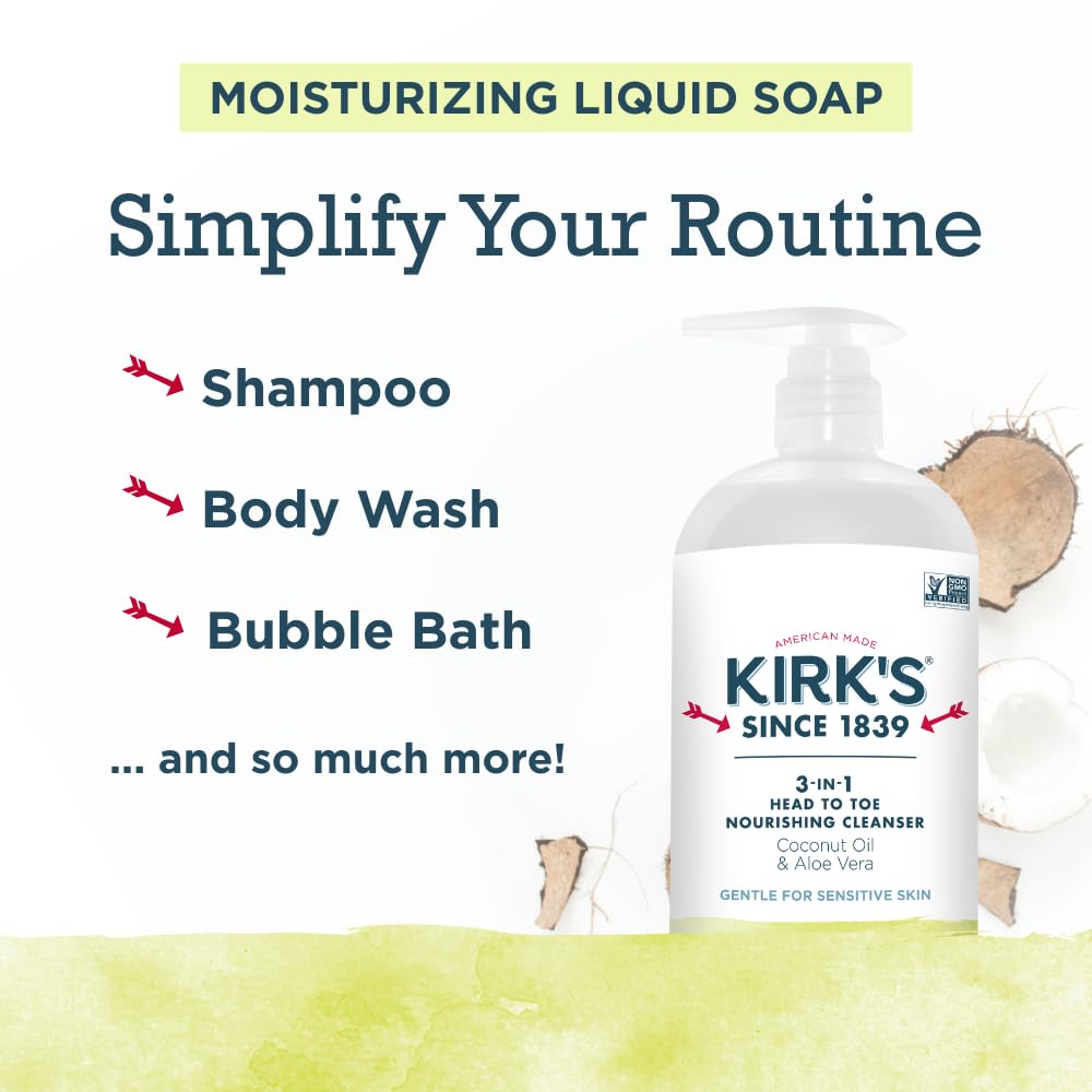 Kirk's creamy foam lather demonstrating gentle coconut hydration