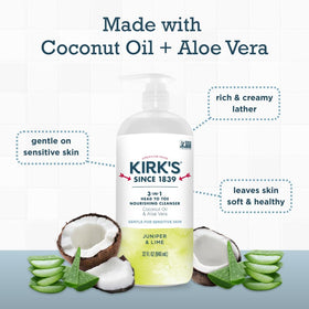 Kirk's being applied to hair for effective head-to-toe cleansing