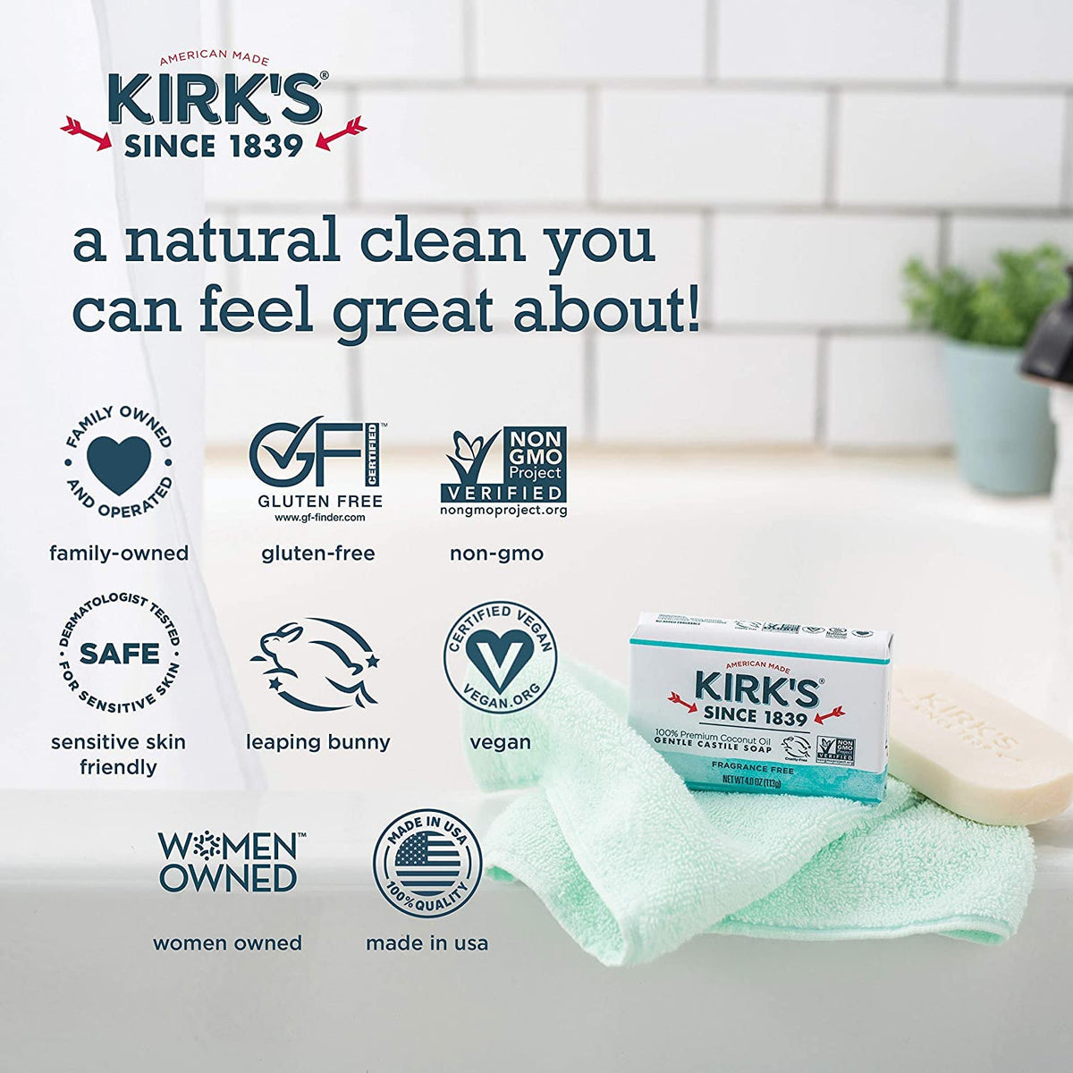 Kirk's ingredient label closeup showing coconut oil base