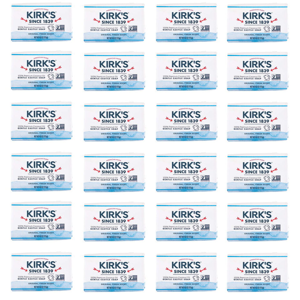 Kirk's front packaging showing fresh scent and pack details, clear product identity and convenience