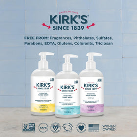 Kirk's size comparison with hand shows 12 fl oz scale and convenient pump benefit