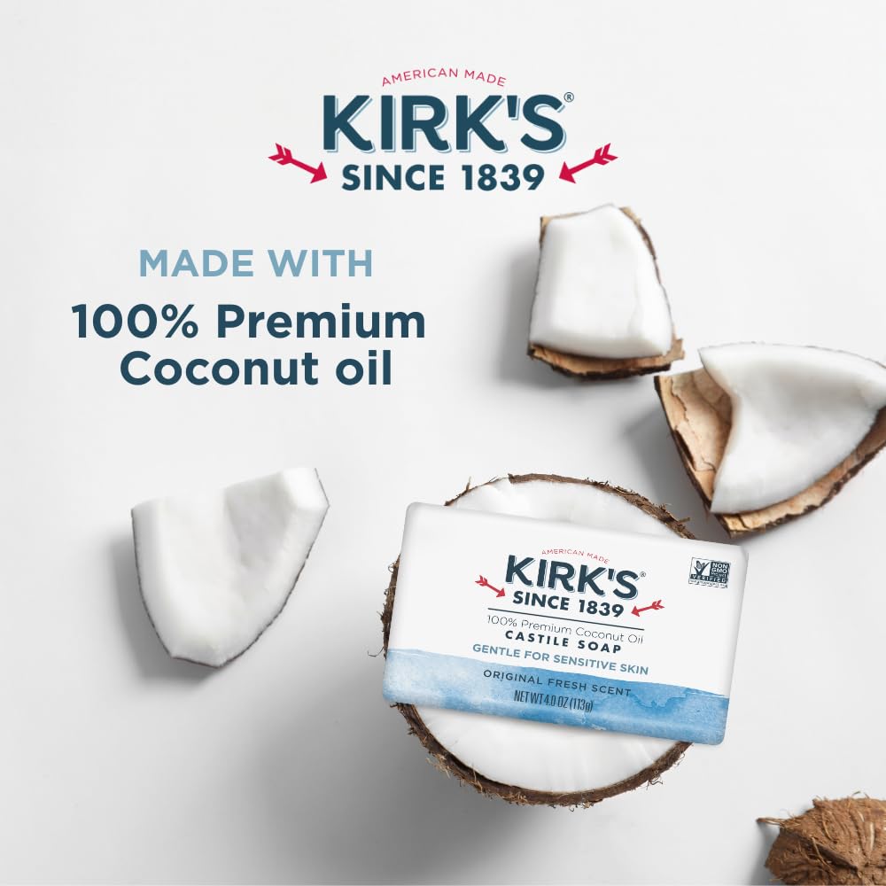 Kirk's fragrance-free travel bar beside luggage highlighting convenient portability