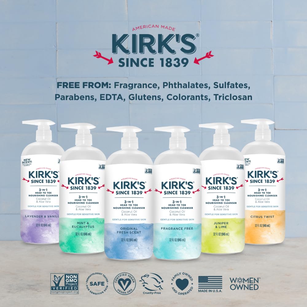 Kirk's two-bottle pack shot emphasizing value and backup supply