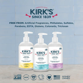 Kirk's women-owned brand badge emphasizing trusted American-made quality