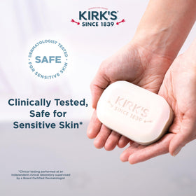 Kirk's label ingredient panel clear view emphasizing fragrance-free transparency benefit